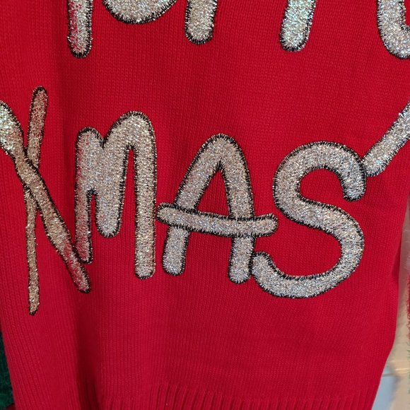 Ladies Merry Xmas Fuzzy Glitter Sweater size large - Picture 4 of 7